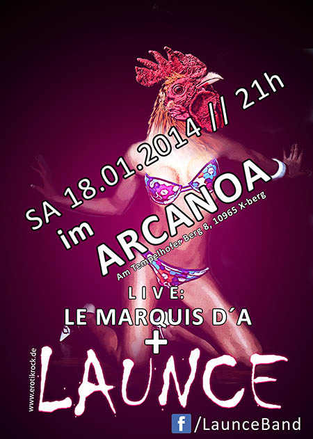 Launce live im Arcanoa am 18.01.2014 - Plakat